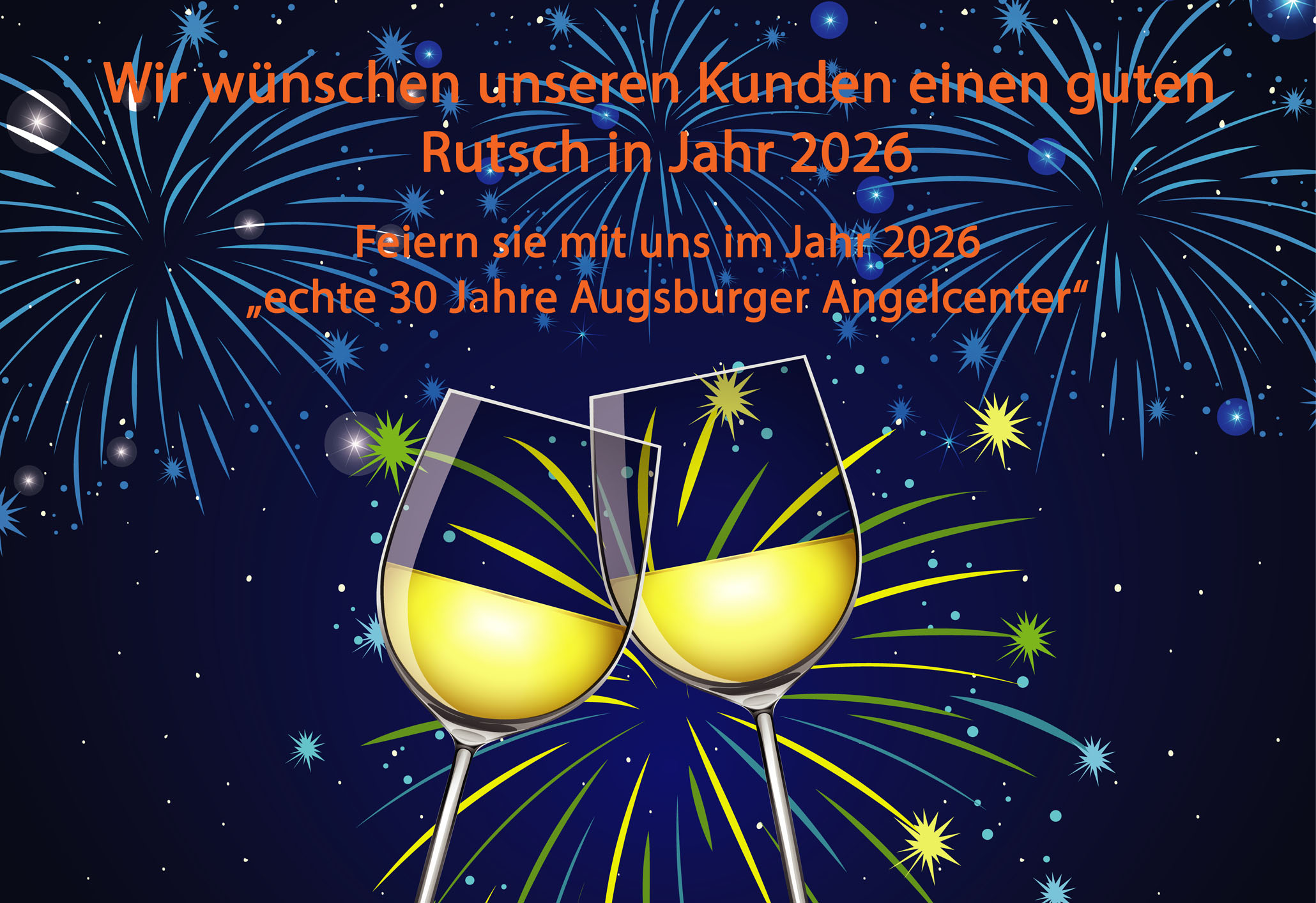 Background with two glasses of champagne and fireworks illustration